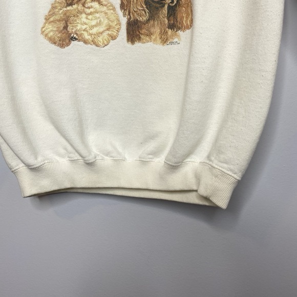 Vintage Gildan Sweatshirt‎ White Three Puppies Size M - Picture 5 of 11